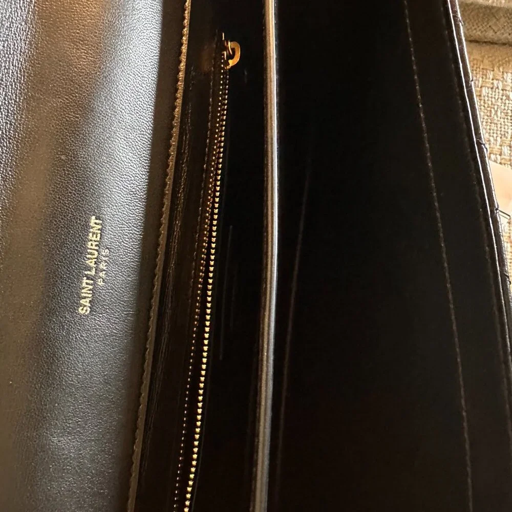 YSL Black and White Lambskin Gaby Satchel Bag - Picture 9 of 12